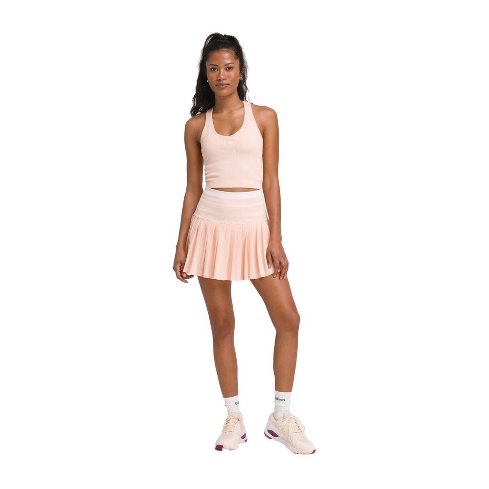 Wilson Sport Midtown Tennis Skirt High Waisted Pleated Stretch Peach Pink Small